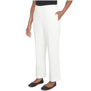 Alfred Dunner Women's Copenhagen Corduroy Elastic Waist Pants in White